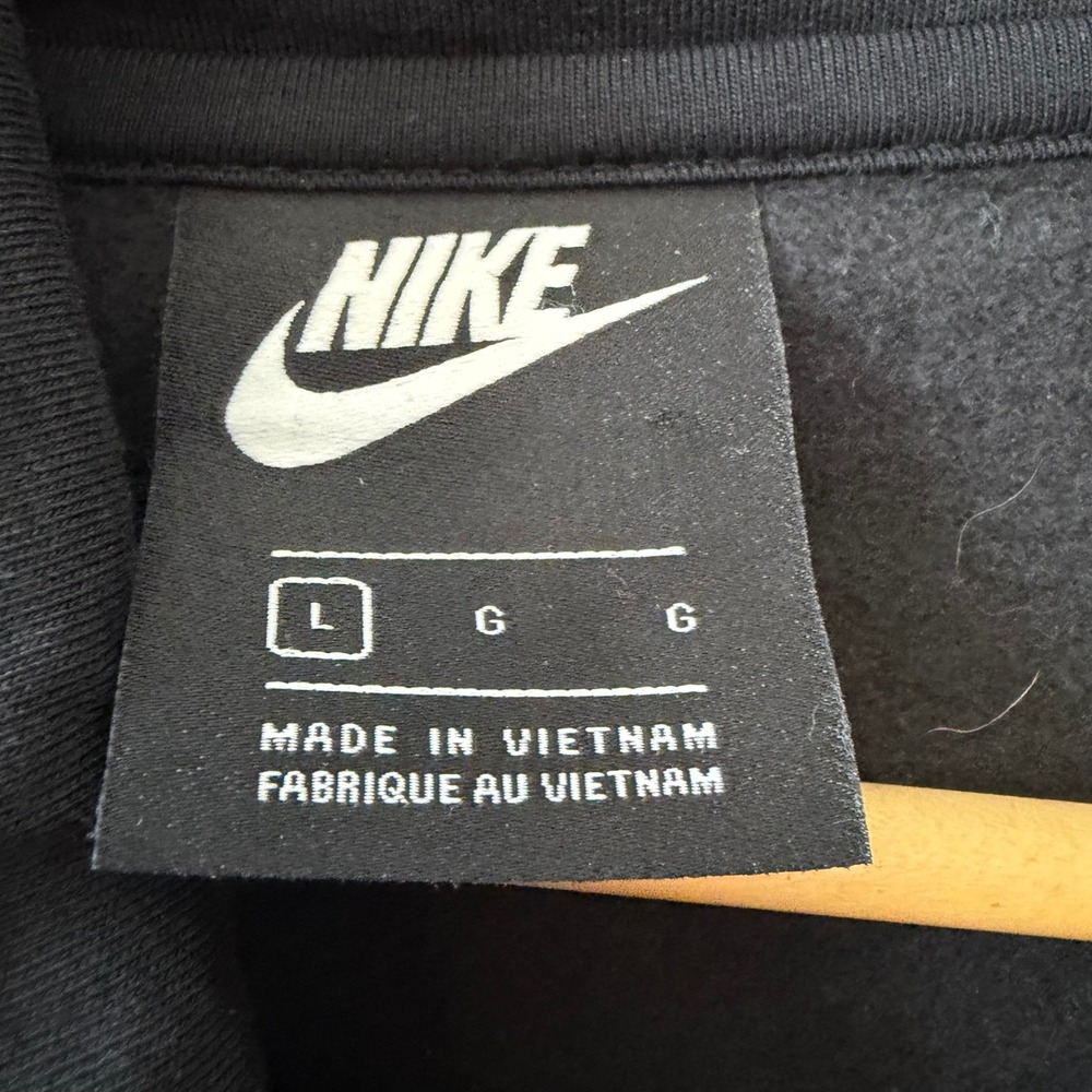 Nike Womens Cowl Neck Hoodie Black Metallic Gold Script Logo Pullover Large - Picture 3 of 4